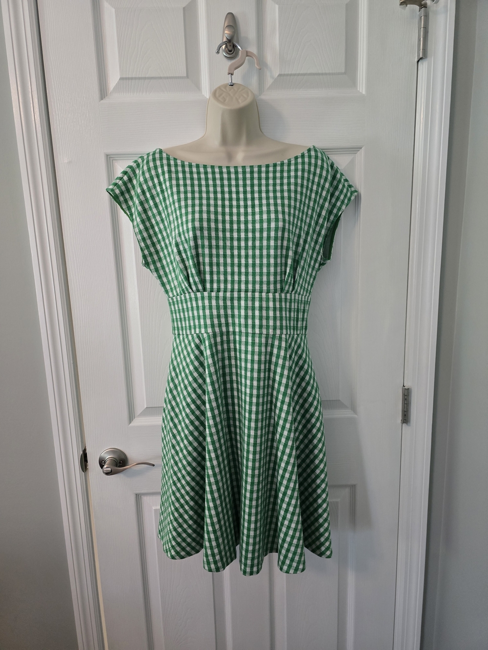 kate spade Green Gingham Fit-and-Flare Midi Dress